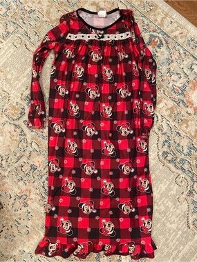 Disney Girls Red Buffalo Plaid Minnie Mouse Nightgown 8